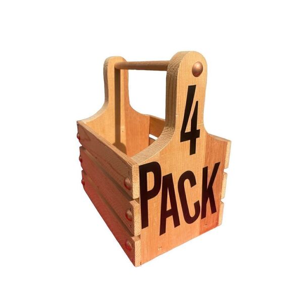 Custom Wood Beverage Caddy W/ Bottle Opener/4-Pack New - Picture 11 of 16